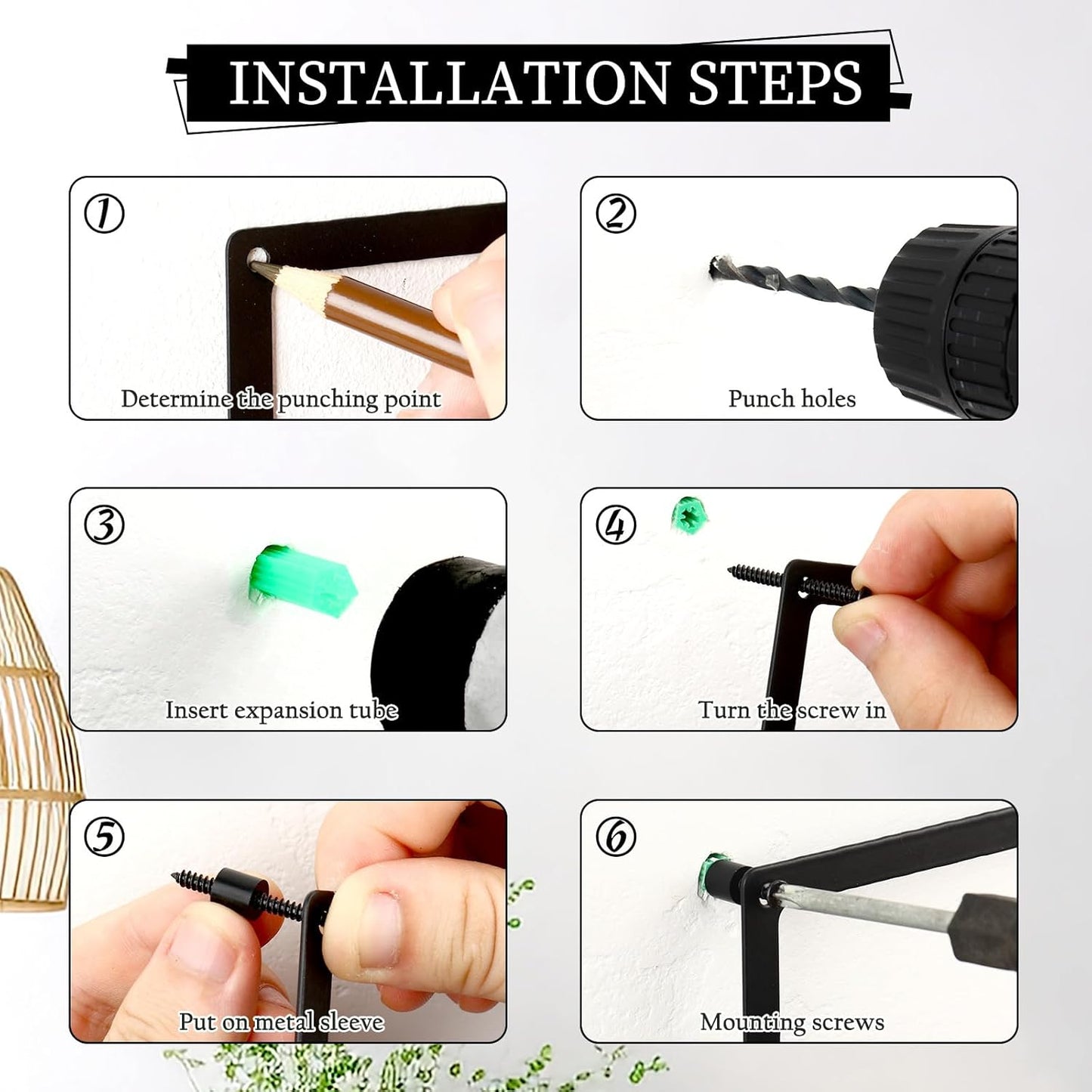 OYEFLY 2 Pcs Metal Abstract Wall Art,Modern Geometric Decor (Black, style 2)