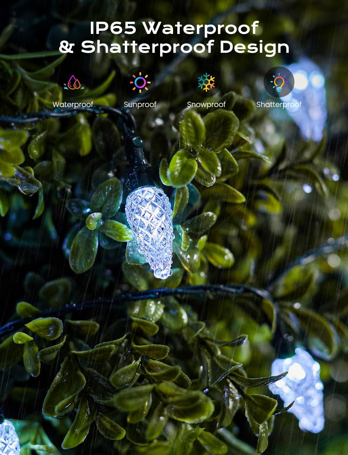 Brightown Solar Operated C6 Strawberry String Lights, 39ft 100 LEDs White LED Christmas Fairy Lights, Solar Christmas Light Outdoor, Christmas Decorations for Christma Tree, Garden Decor