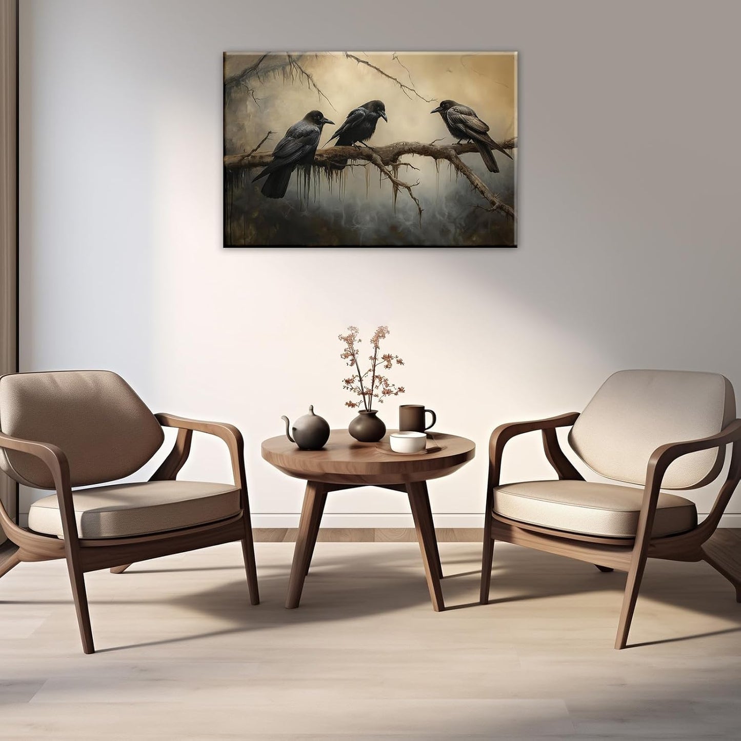 OAAPITI Halloween Decor Vintage Crow Wall Art Retro Art Poster Creepy Raven Picture Print Horrid Cemetery Painting Artwork Home Wall Decor(Artwork-4,12"x18")