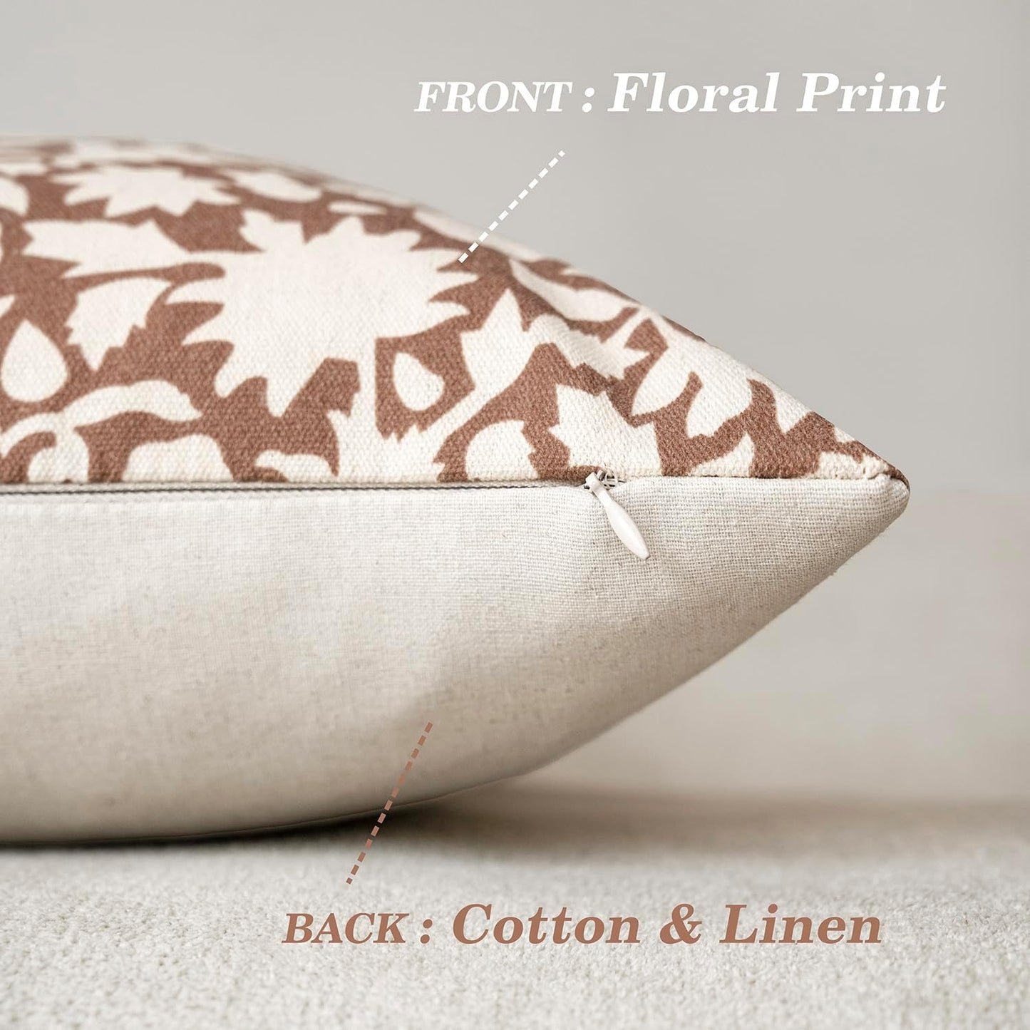 Foindtower Set of 2 Decorative Neutral Floral Throw Pillow Covers Accent Farmhouse Cushion Covers Boho Pillowcase for Couch Sofa Bedroom Living Room Home Decor Outdoor,20×20 Inch,Light Orange Brown