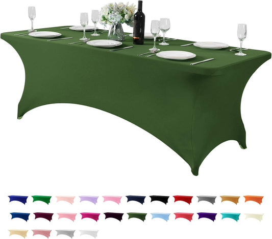 Spandex Table Cover for 8FT or 4ft or 6ft Table Universal Fitted Stretch Tablecloth for Party, Banquet, Wedding and Events-Willow