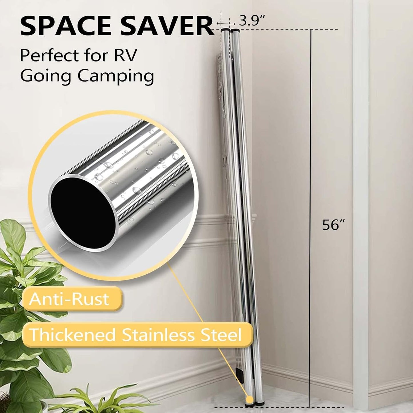 URYAN 95 Inches Clothes Drying Rack, Heavy Duty Stainless Steel Laundry Drying Rack Folding Indoor Outdoor, Portable Drying Rack Clothing, Blanket Rack Clothesline with 20 Windproof Hooks