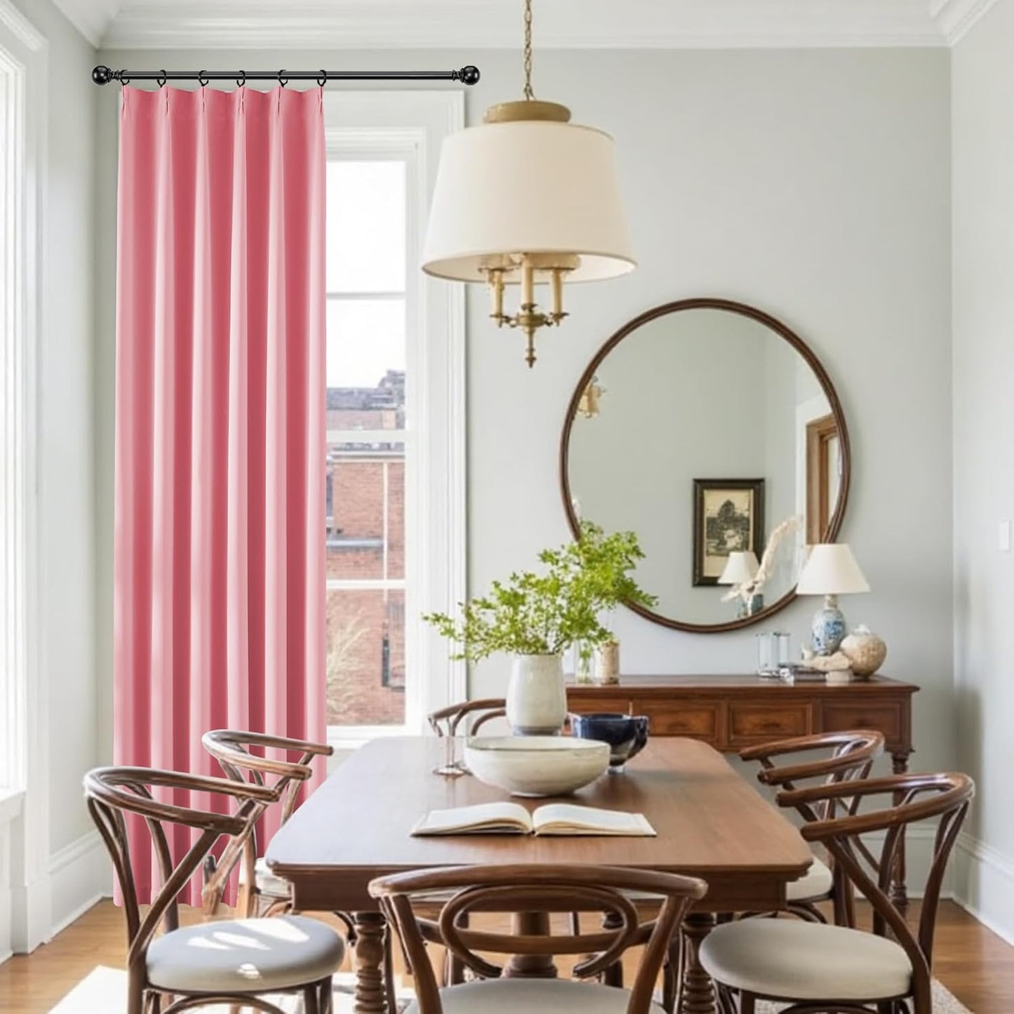 KangBang Rose Pink Blackout Curtains for Girls Bedroom 2 Panels, Light Blocking Pinch Pleat Vertical Drapes with Hooks for Nursery, Solid Privacy Elegant Modern Decor,40x84 Inch