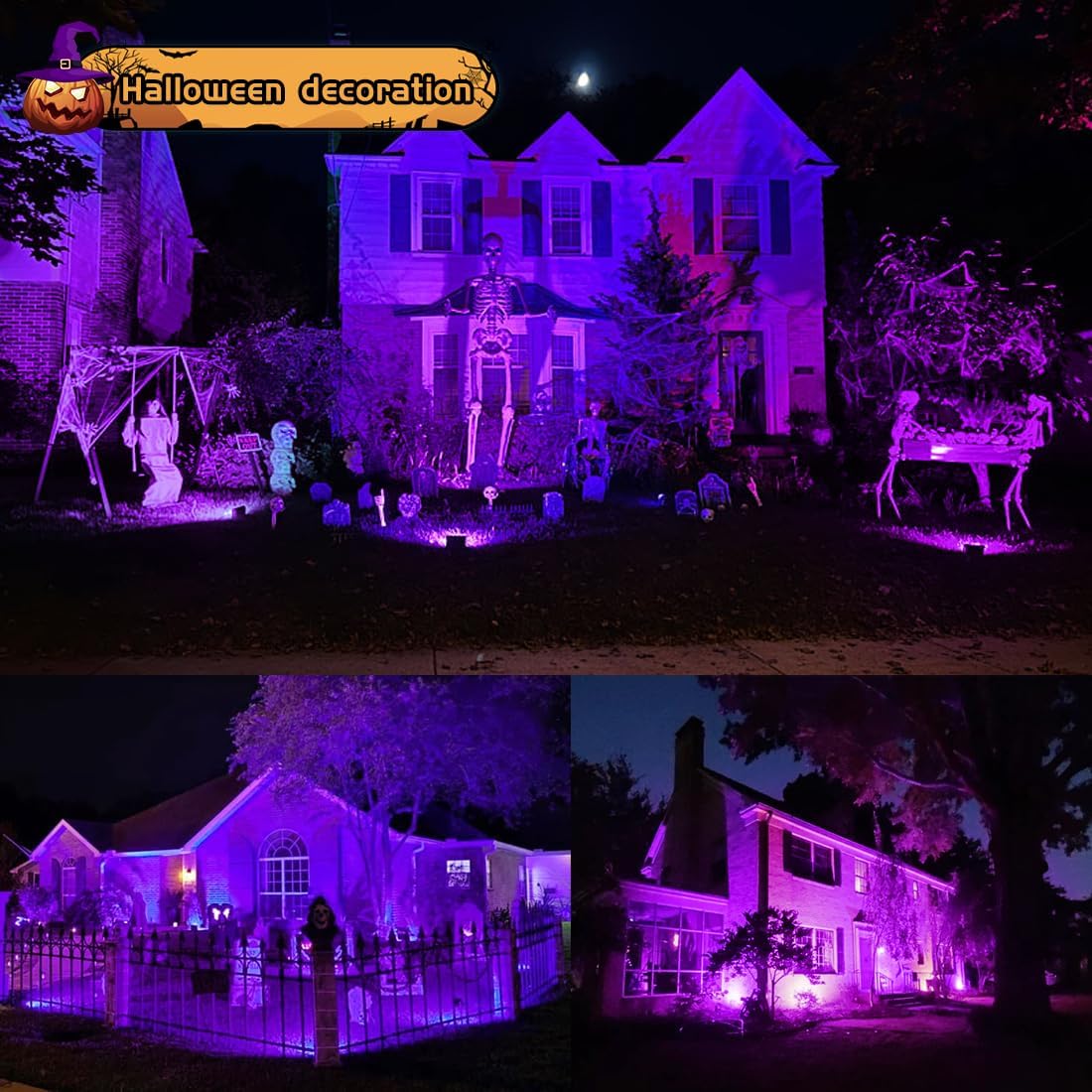 MELPO Black Light 30W LED Blacklight Flood Light Outdoor for Glow Party, Halloween Decoration, Body Paint, Fluorescent Poster, Neon Glow, IP66,US-Plug-Switch-6.7Ft Cord (4 Pack)