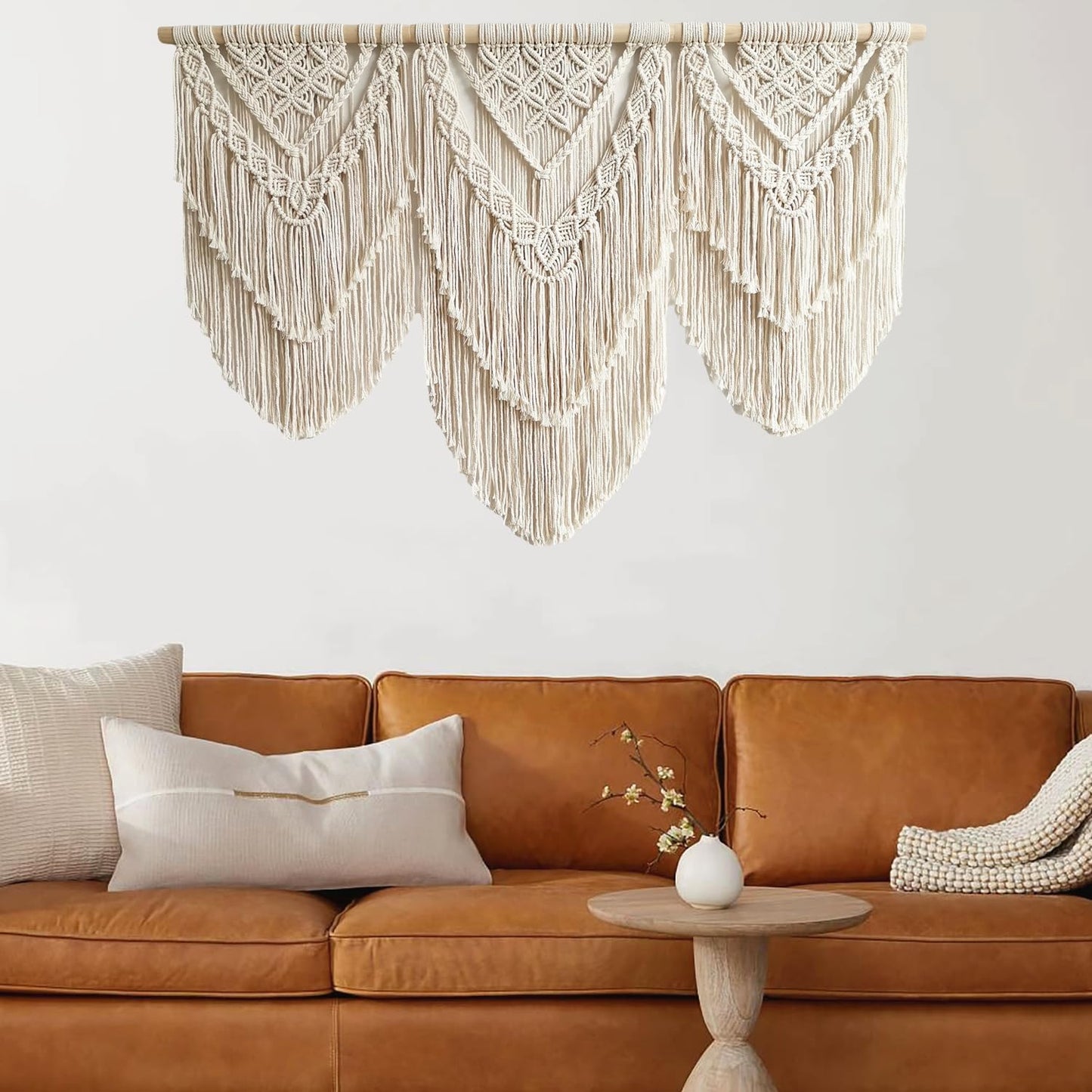 large macrame wall hanging - Boho Tapestry Macrame Wall Decor Art- Chic Bohemian Handmade Woven Tapestry Home Decoration for Bedroom Living Room Apartment Wedding Party - 43"x32" (Double-layer)