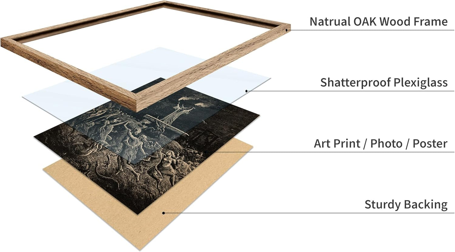 Poster Master Vintage Gustave Dore Poster - Retro Illustration Print - Gift for Gothic, Horror Fan - Dance of Sabbath, Witch, Magic, Spell - Wall Decor for Bedroom, Dorm, 11x14 Beige Framed