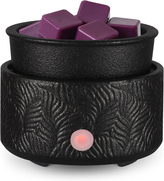 Electric Wax Melt Warmer 4-in-1 Candle Warmer for Scented Wax Melter Cute Ceramic Fragrance Wax Burner for Home Office Bedroom Deco Gift for Women Black