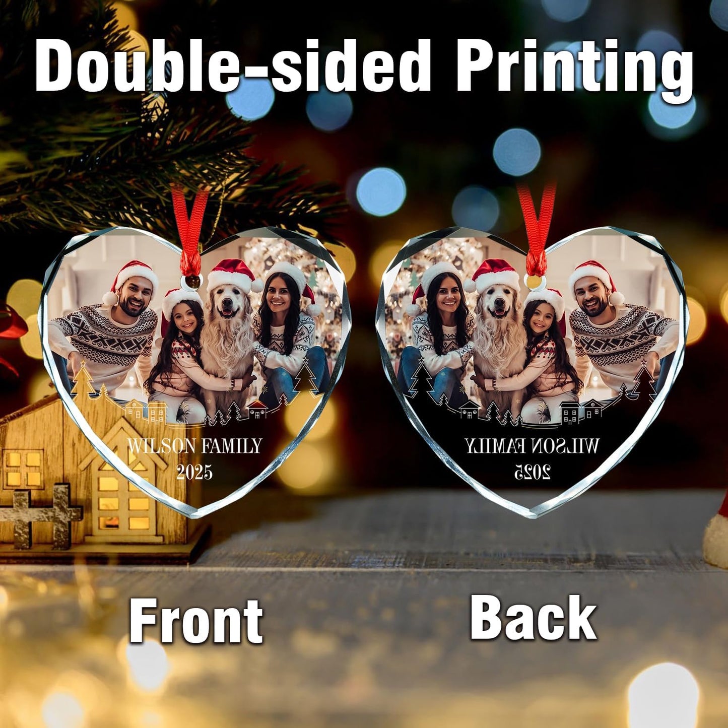 Personalized Christmas Photo Ornament, Custom Crystal Ornaments, Custom Christmas Ornament for Mom/Dad, Personalized Ornaments with Name