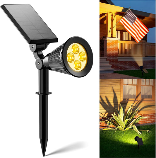 Solar Spot Lights Outdoor Waterproof for Flag, Tree, Plant, Sign, Statue, Mailbox, Bright LED Outside Landscape Flood Spotlights for Ambient Uplighting Yard, Garden, House, Backyard, Patio, Pathway