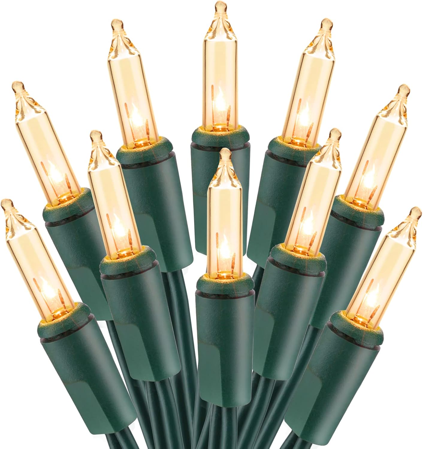 PhilzOps Clear Christmas Lights, 69.6ft 300Ct Warm White Incandescent Christmas String Lights, Connectable 120V UL Certified Indoor Xmas Tree Lights for Outdoor Wedding Party Decor, Green Wire