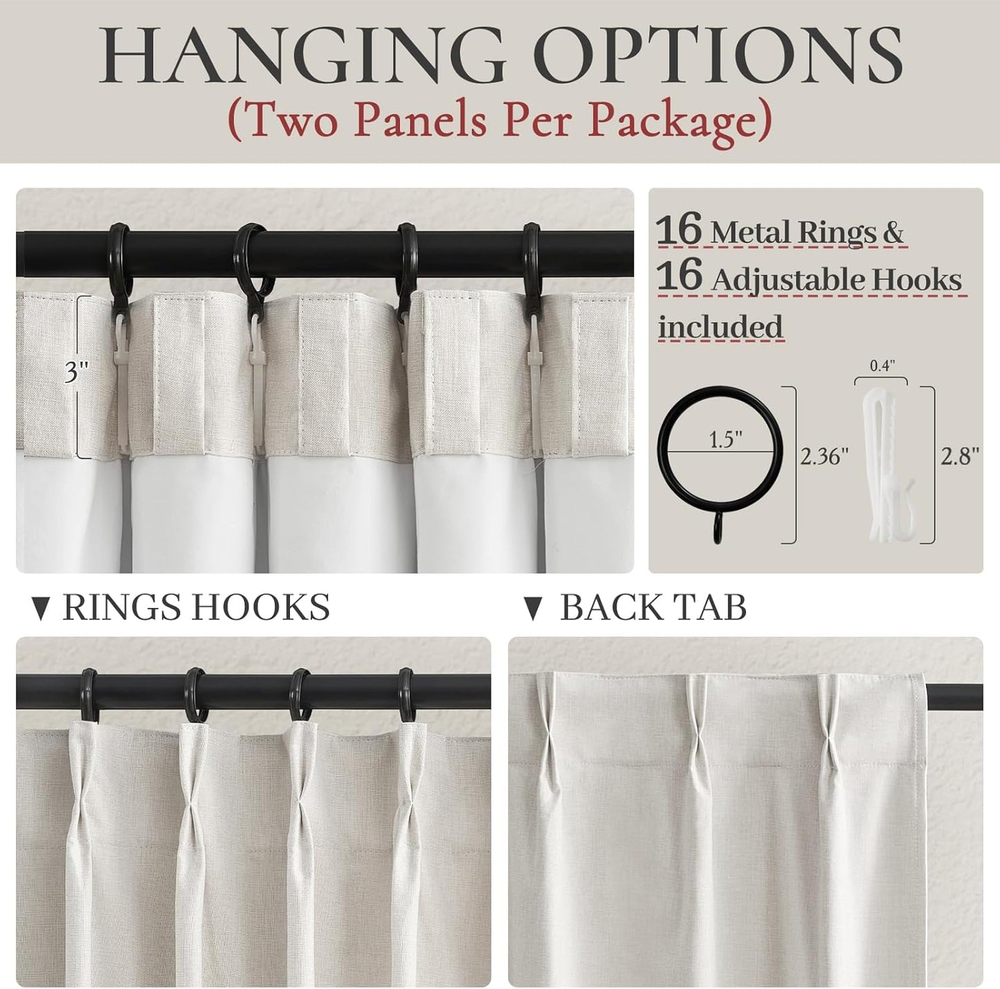 Neutral 10 ft Blackout Curtains 120 Inches Long,Linen Elegant Villa Cottage Floor Length Tall Window Curtains for Sliding Door 2 Panels Privacy Room Divider Drapes for Living Room (Pinch Pleated)