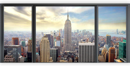 artgeist Wall Mural New York 216x98 in - XXL Non-Woven Corner Wallpaper Fleece Angle Wall Decor Photo Print Picture Image Design Modern City Panorama Window View NYC c-A-0046-a-a