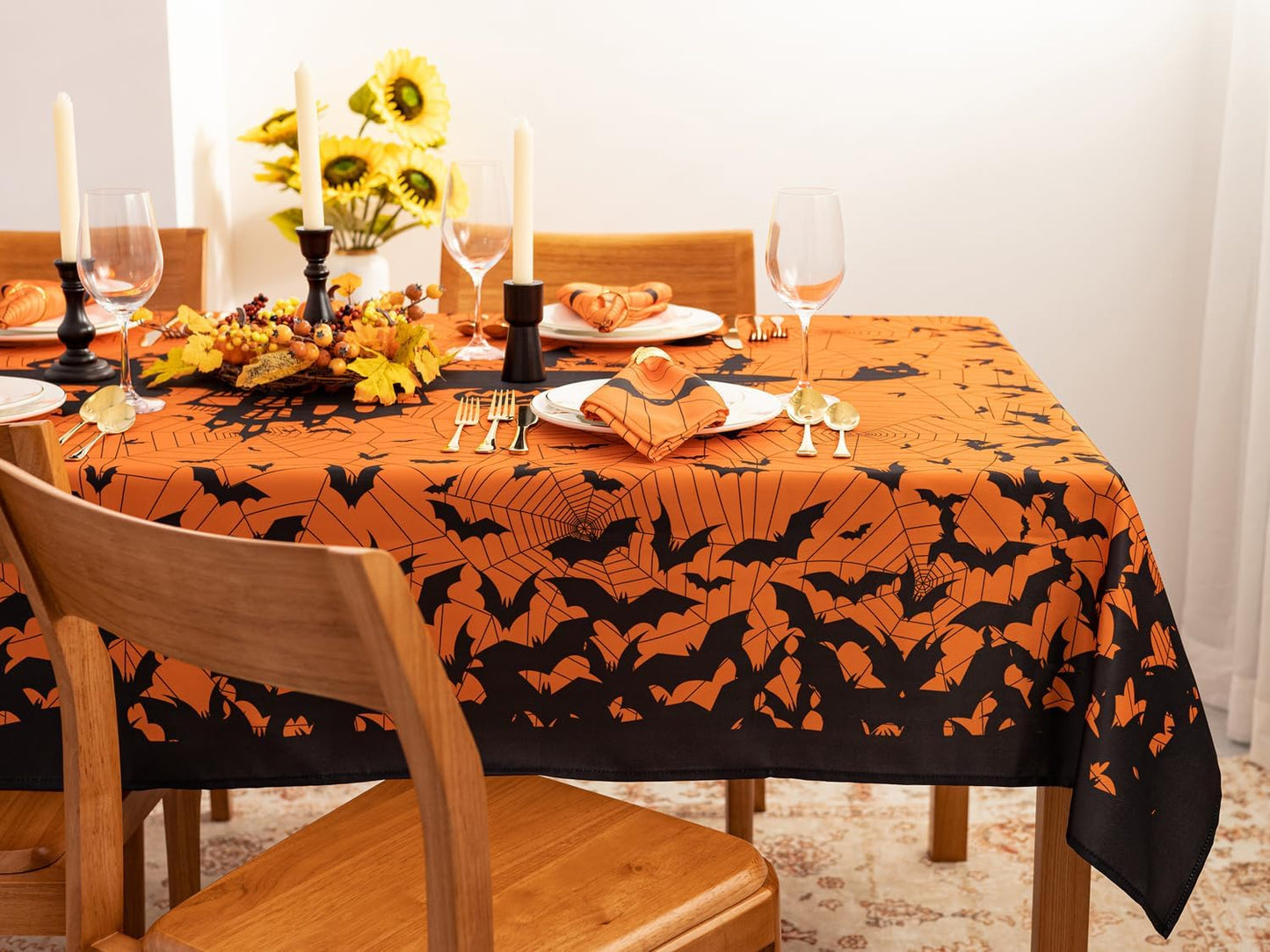 YiHomer Halloween Silhouettes Tabletop for Halloween Decorations, Dinner Parties and Scary Movie Nights, Horror Night, Tablecloth, 52 x 70 Rectangle