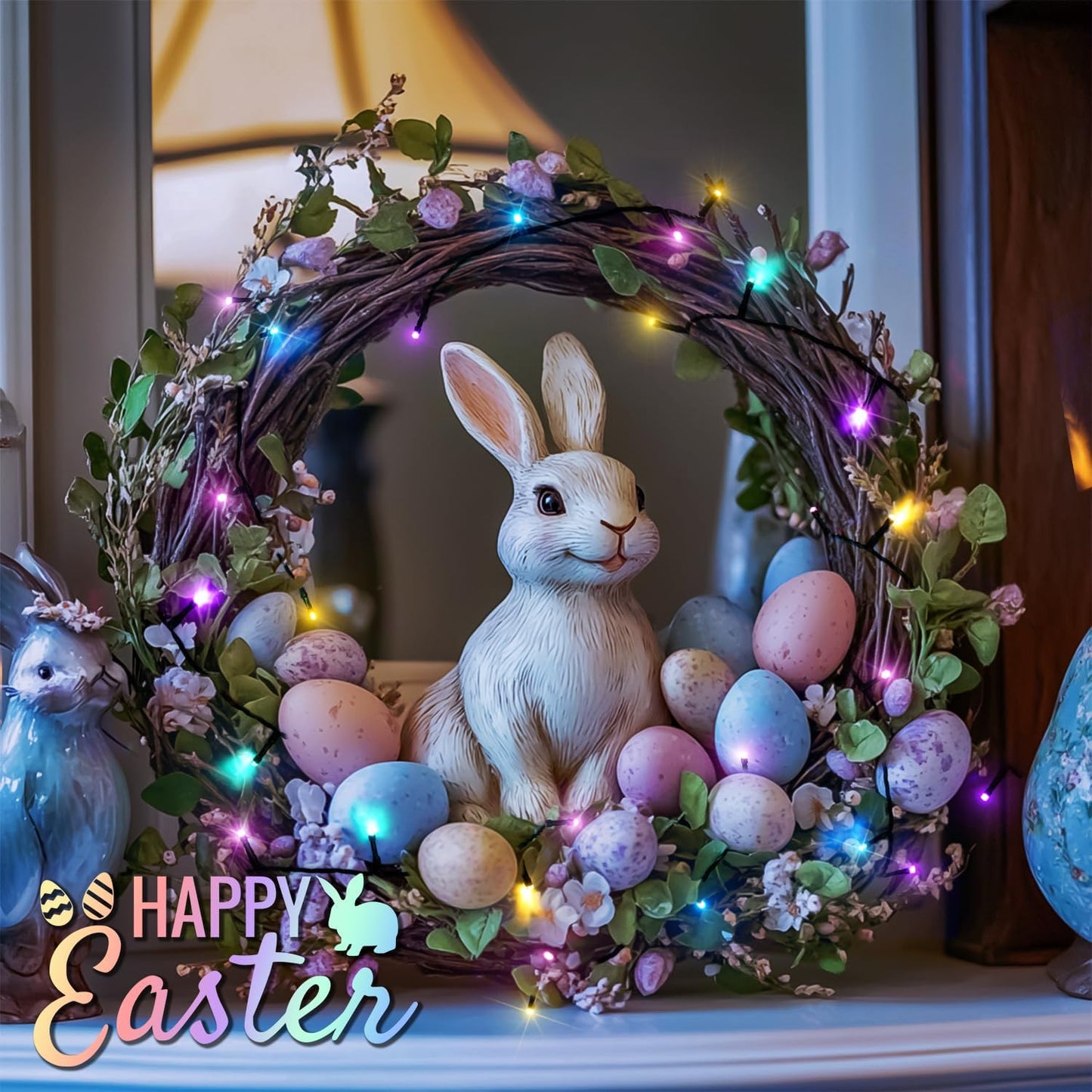 JMEXSUSS 200 LED 66ft Easter Lights String Green Wire, Pastel String Lights Plug in for Spring Bedroom Window Tree Room Outdoor Indoor Party for Easter Decorations