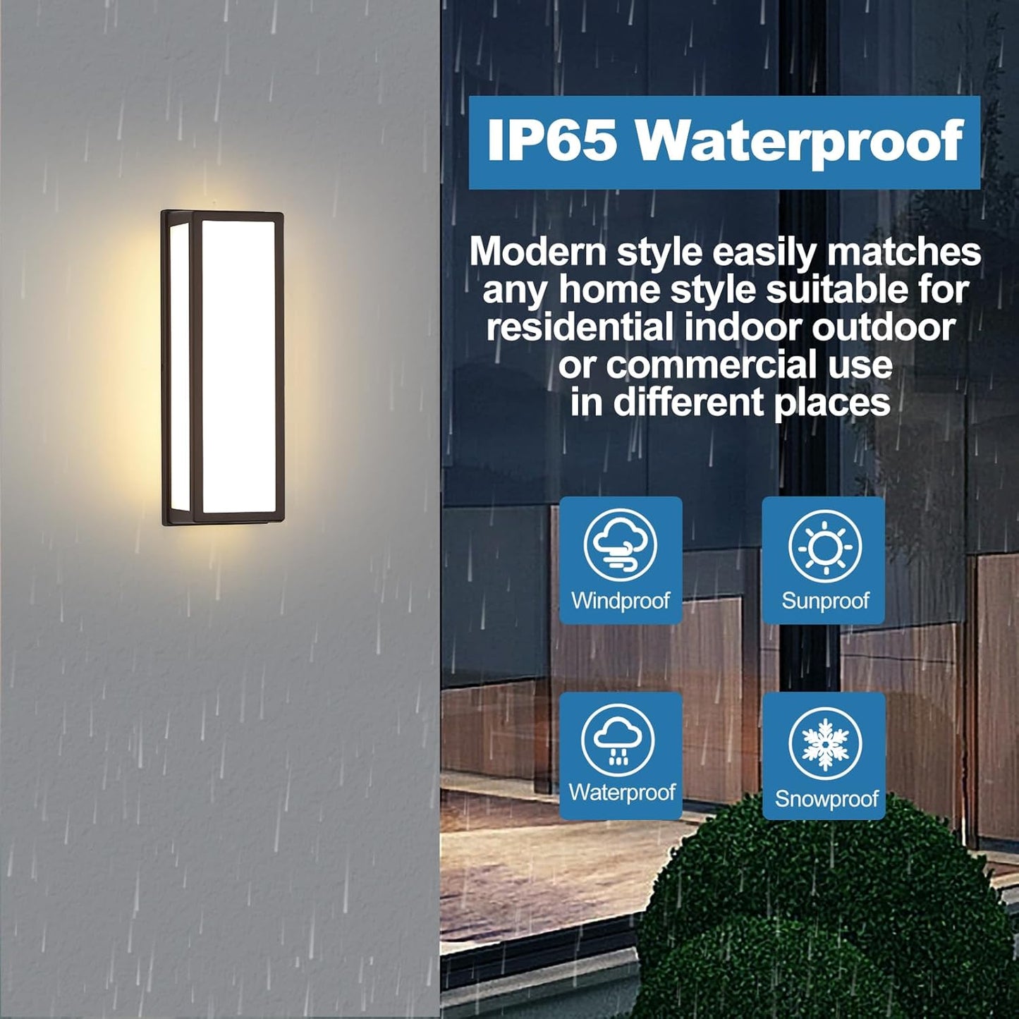 2 Pack Outdoor Wall Lights 30W LED Aluminum 3000K - Waterproof Brown Modern Exterior Sconce Provides Warm Lighting to Porch,Garage,Front Door - Durable & Enhances Safety