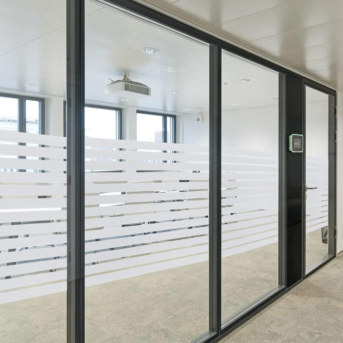 Window Privacy Film with Installation Tools, Stripe Window Film, Static Cling, Anti UV, Heat Control, Ideal for Home Shower Office Glass Door (Stripes Pattern, 29.6X78.7Inch)