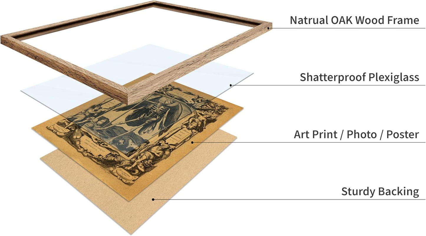 Poster Master Vintage Medieval Poster - Retro Gothic Print - Gift for Artist, Friend - Angel of Death, Memento Mori, Life, Skeleton, Dark - Wall Decor for Home, Living Room, 8x10 Beige Framed