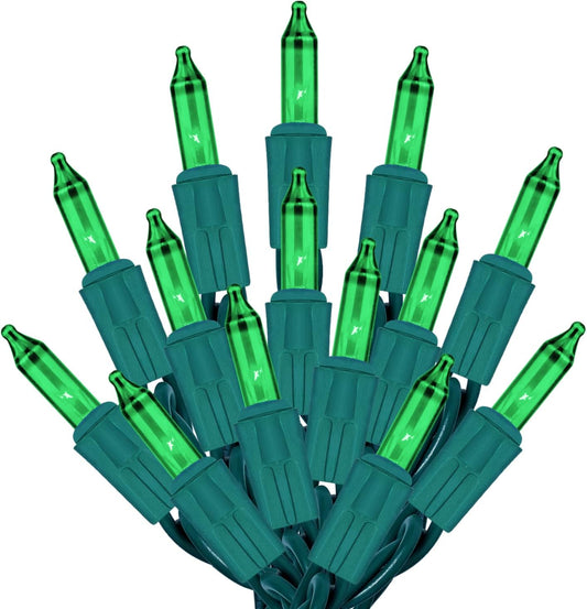 PREXTEX 100 Count Green Christmas Lights - 20 ft Warm Twinkle String Lights with Green Wire for Indoor and Outdoor Holiday Decor, Christmas Trees, Patios and More