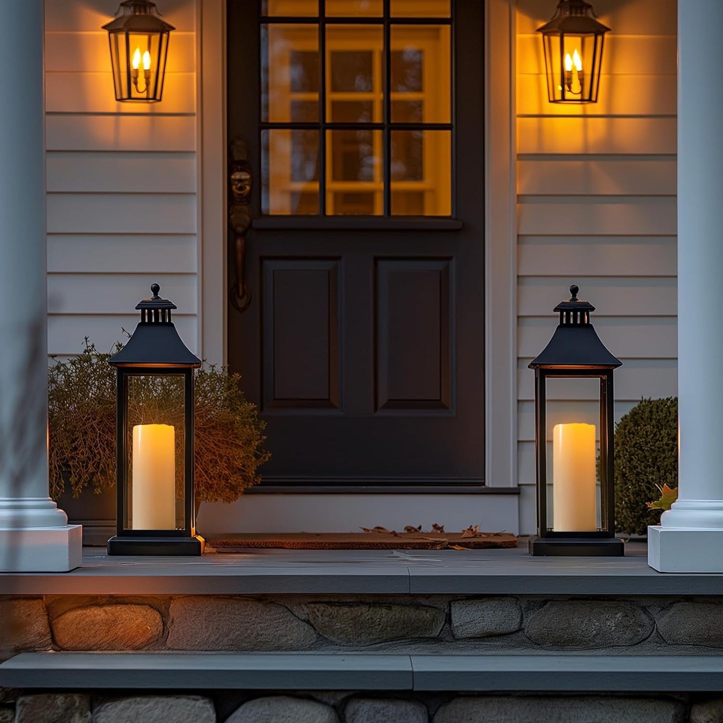 Amagic 2 Pack 10" x 4" Outdoor Plastic Electric flameless Candles with Remote Control and Timer, Battery Operated Flickering LED Pillar Fake Candle for Home, Wedding Decor, Ivory