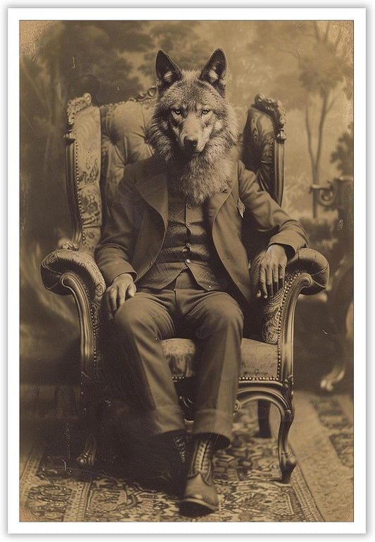 Werewolf Vintage Shoot Art Poster Print Canvas Wall Art Ideal for Dark Academia Gothic Occult Decor Living Room Bedroom Office Posters Decorations Creepy Picture 12X16inch Unframed