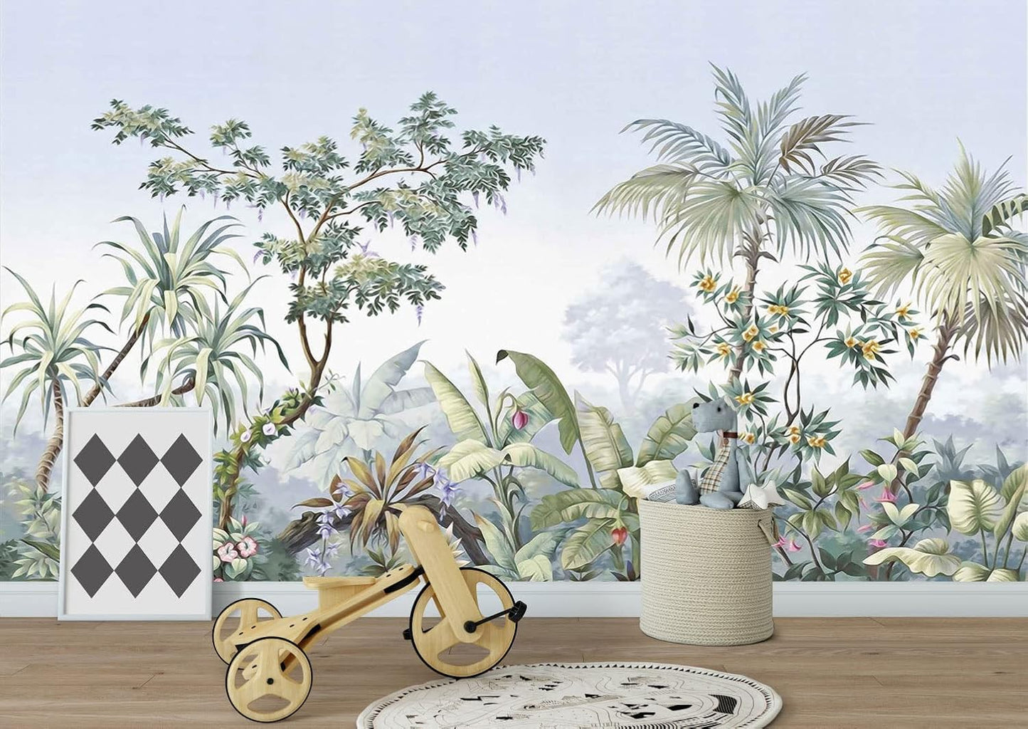 Tropical Banana Leaf Wallpaper Green Plant Wall Murals for Bedroom Living Room (not self-Adhesive)