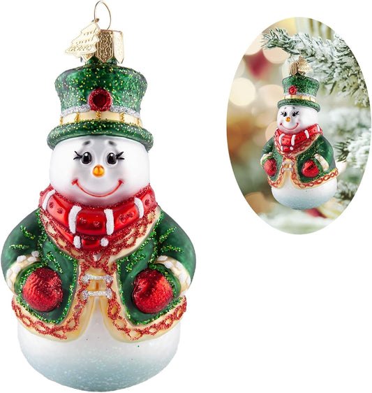 Snowman Christmas Tree Ornaments,Hand-Blown Glass Ornaments for Christmas Tree,Top Hat Collection Figurine Hanging Ornament,Christmas Decorations for Snowman Lovers Holiday Party Gifts