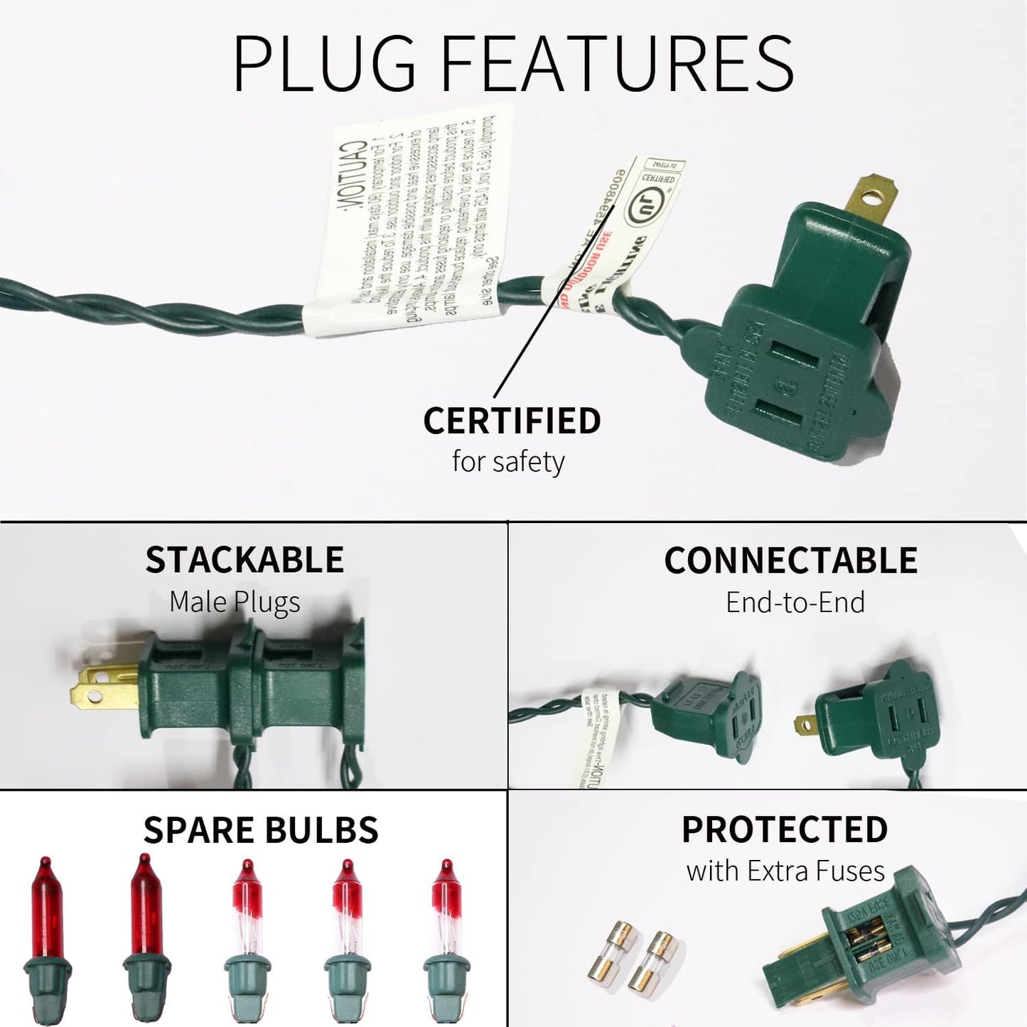 150LIGHTS RED Extra-Bright with End Connectors Christmas Decorative Lights 9.72m UL Certified Mini String Light Set Waterproof for Home Garden Holiday Christmas Tree Party Patio Decor Wedding