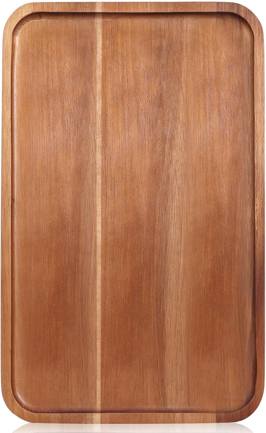 Large Wooden Serving Trays Long Party Charcuterie Boards Acacia Wood Platters Serving Cheese Board Rectangular Appetizer Snack Plates Rectangle Kitchen Dinner Platter for Food Dish Cake Dessert Tray