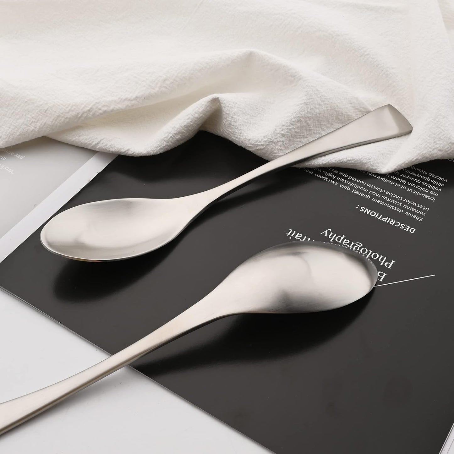 Luxury 304 Stainless Steel Matte Silver Cutlery Flatware Set - Utensil Set Steak Spoons and Forks Knife Silverware Set,Service for 4 (24-Piece)