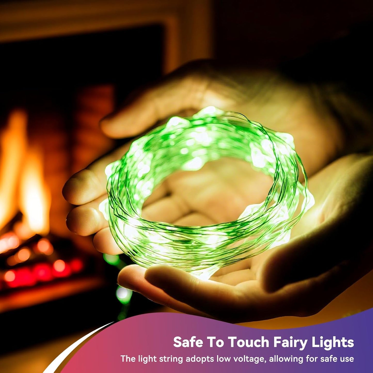 4 Pack 60LED Christmas Fairy Lights Battery Operated - 20FT Twinkle Lights with 2 Lighting Modes Indoor Outdoor, Waterproof Led Fairy String Lights for Bedroom, Classroom, Dorm, DIY Decor, Green