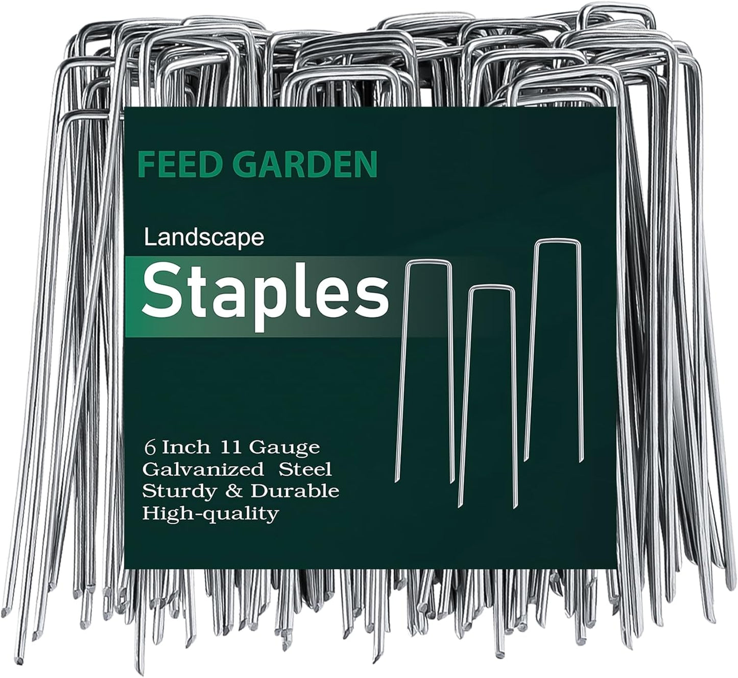 FEED GARDEN 6 Inch 1000 Pack Galvanized Landscape Staples 11 Gauge Anti-Rust Garden Stakes Landscaping Fabric SOD Pins Yard Stakes for Weed Barrier Fabric
