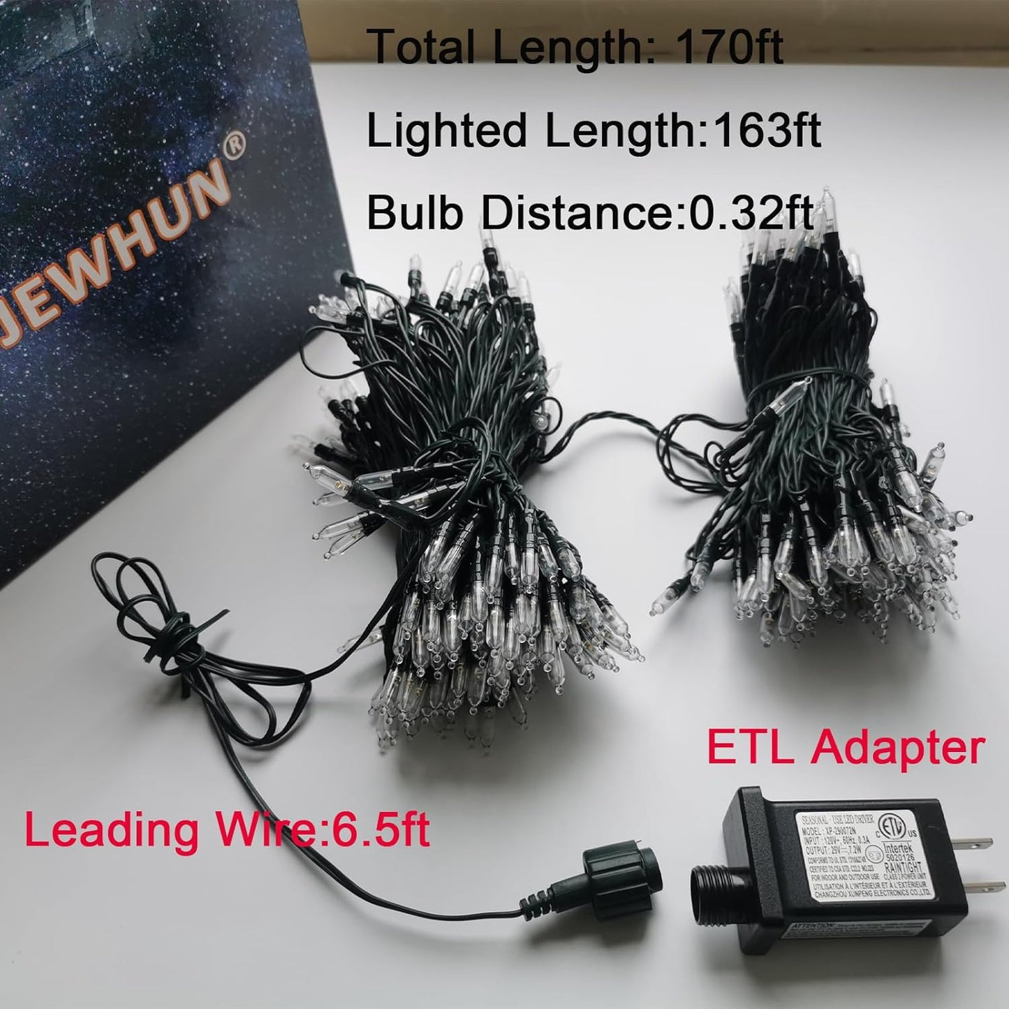 One Strand 170FT 500 LED String Lights Outdoor Indoor,Warm White Christmas Light Green Wire, Non Connectable Plug in Christmas Tree Lights for Big Space Home Decor