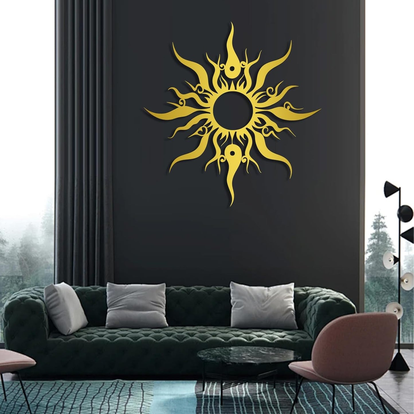 Hotuijxca Metal Wacky Sun Wall Art, Wacky Sun Metal Decor for Livingroom, Bedroom (Silver, 19"x18"/47x45cm, metal wall art)