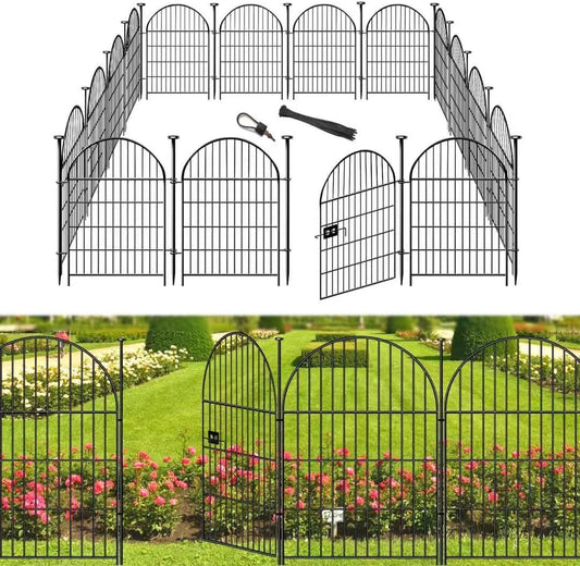Garden Fencing 36 Inch High with Gate, 14 Panels Garden Fence Total 30.6 Ft(L),No Dig Animal Barrier, Rustproof Metal Wire Garden Fences and Borders for Dogs, Rabbits, Flower Bed Fencing