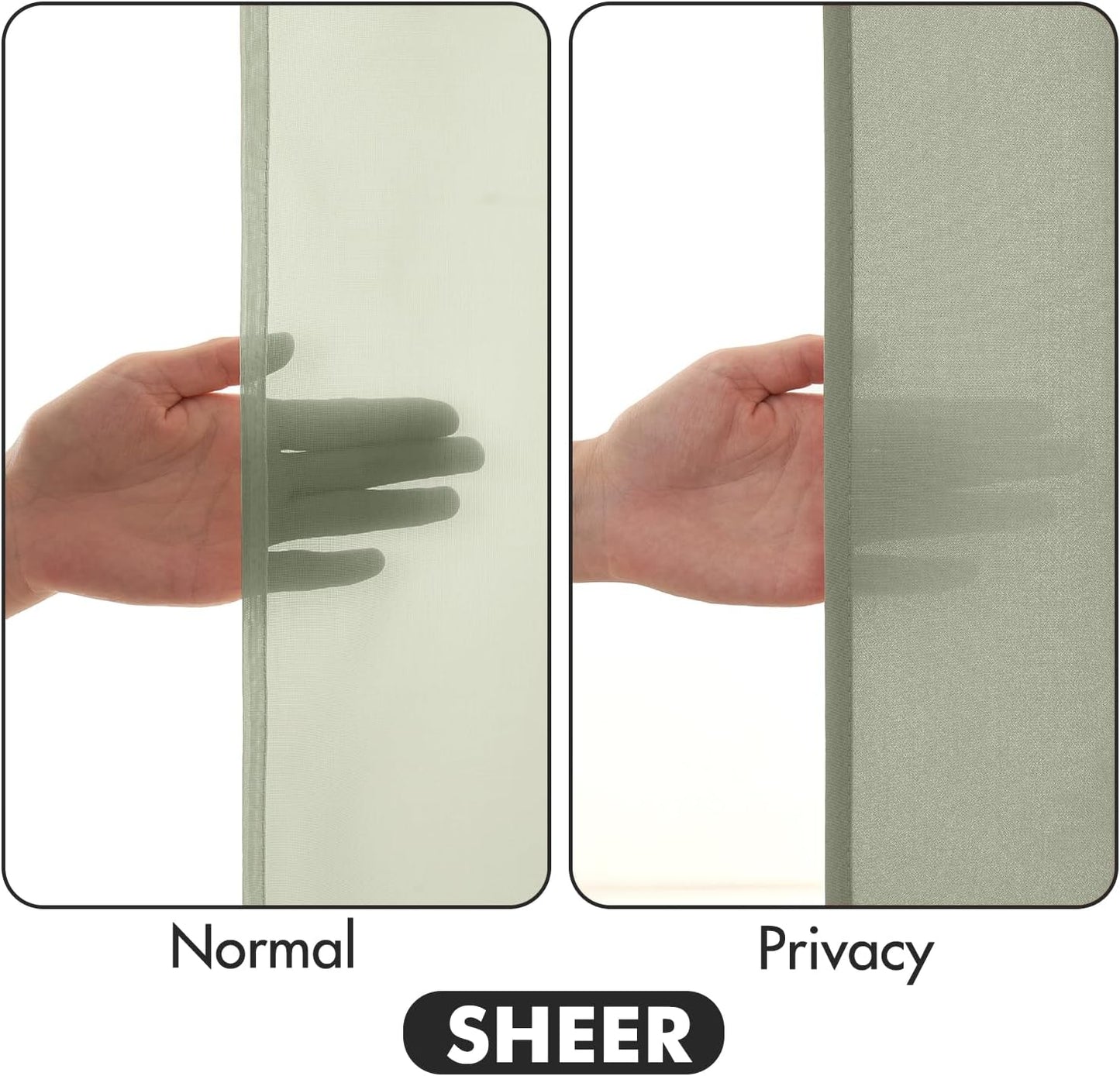 MIULEE Sage Green Privacy Sheer Curtains That Let Light in 63 Inches Long Non-See-Through Semi Sheer Curtain Light Filtering Window Curtains Drapes for Living Room Bedroom 2 Panels Set 42 X 63
