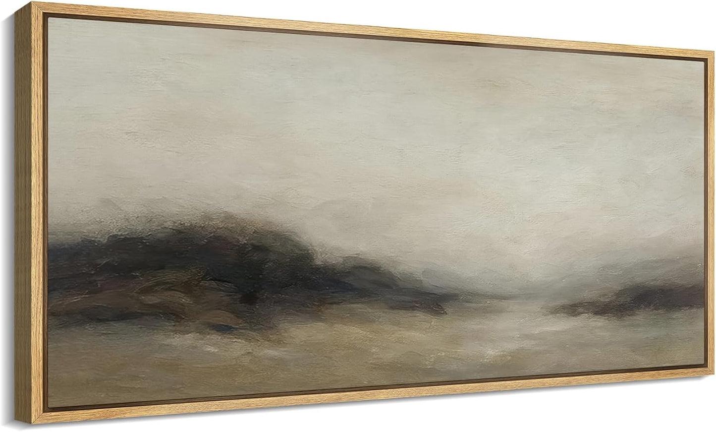 MUDECOR Extra Larg Framed Canvas Print Wall Art Foggy Mountain Horizon Landscape Neutral Tones Abstract Illustrations Decorative Colorful for Bedroom - 60"x30"