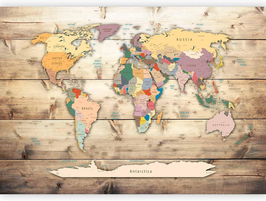artgeist Premium Wall Mural World Map 98x69 in - XXL Non-Woven Wallpaper Fleece Wall Decor Photo Print Picture Image Design Home Map of The World k-B-0009-a-b