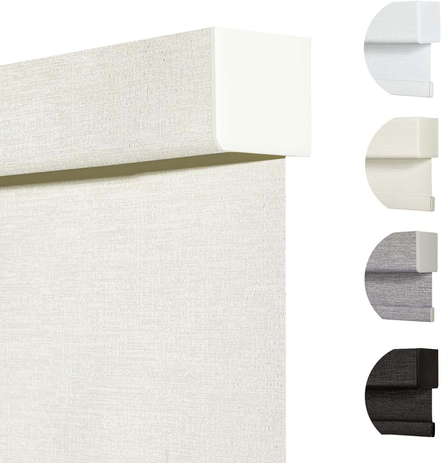 Persilux Blackout Shades for Windows Cordless Roller Blinds, Roller Windows Shades for Home with Fabric Attached Valance, UV Protections Easy Installation for Door/Office, Limestone(30" W x 56" H)