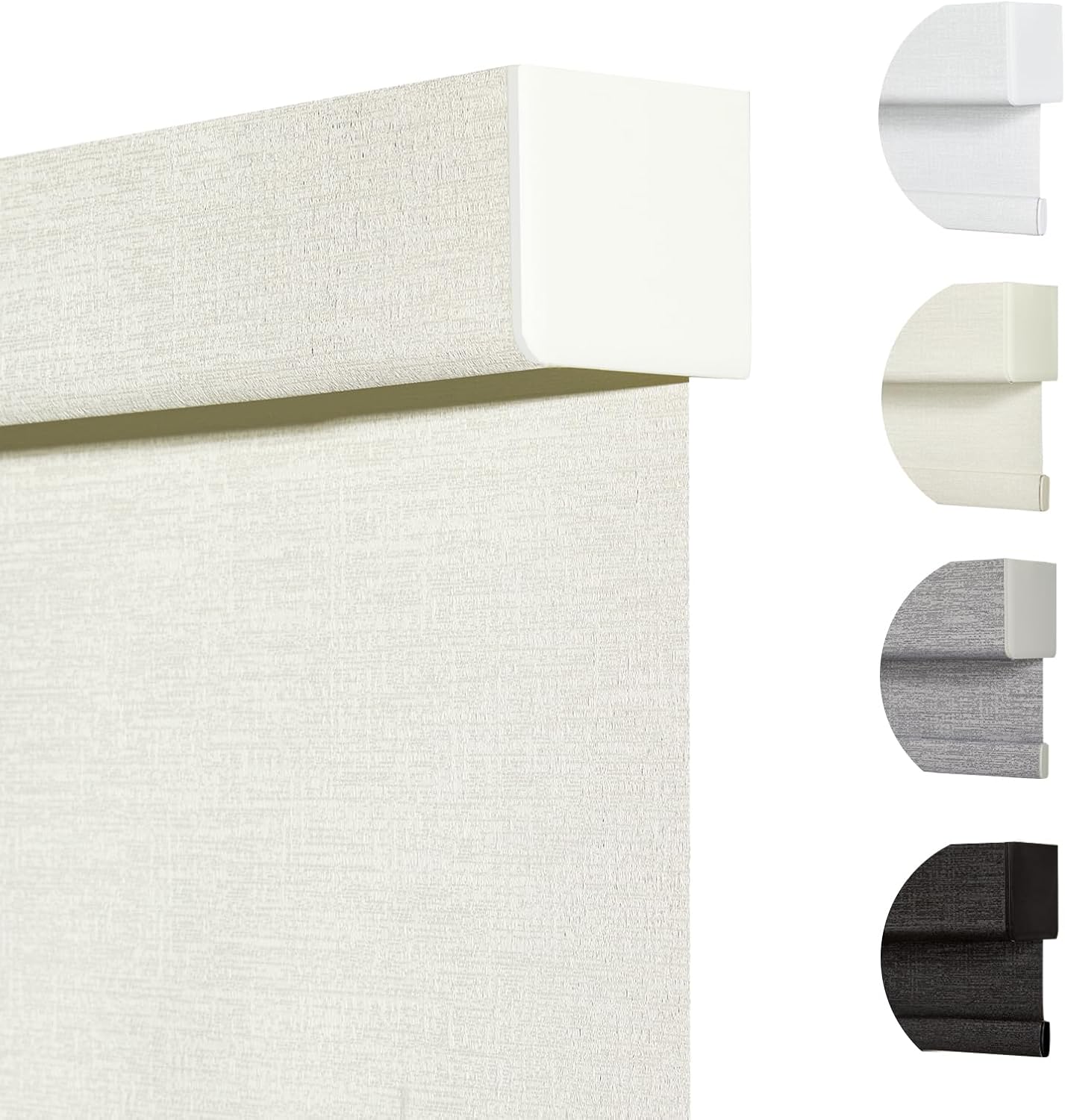 Persilux Blackout Shades for Windows Cordless Roller Blinds, Roller Windows Shades for Home with Fabric Attached Valance, UV Protections Easy Installation for Door/Office, Limestone(47.5" W x 72" H)