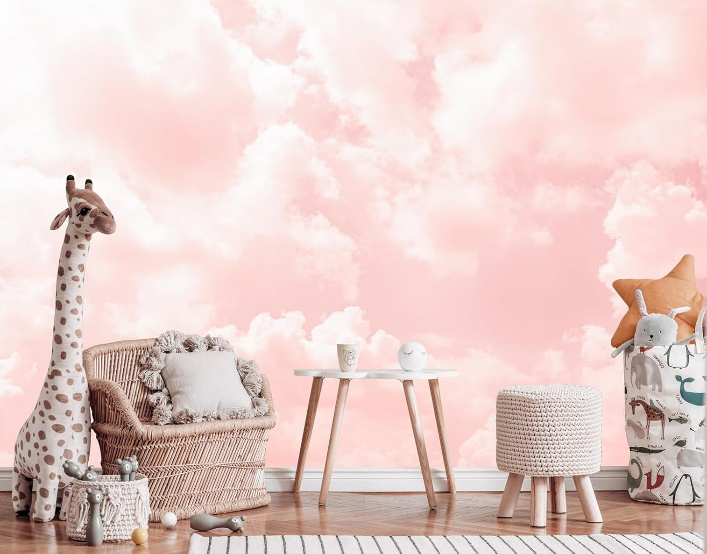 Pink Cloud Wallpaper Wall Mural for Bedroom Living Room (Not Peel n’ Stick)