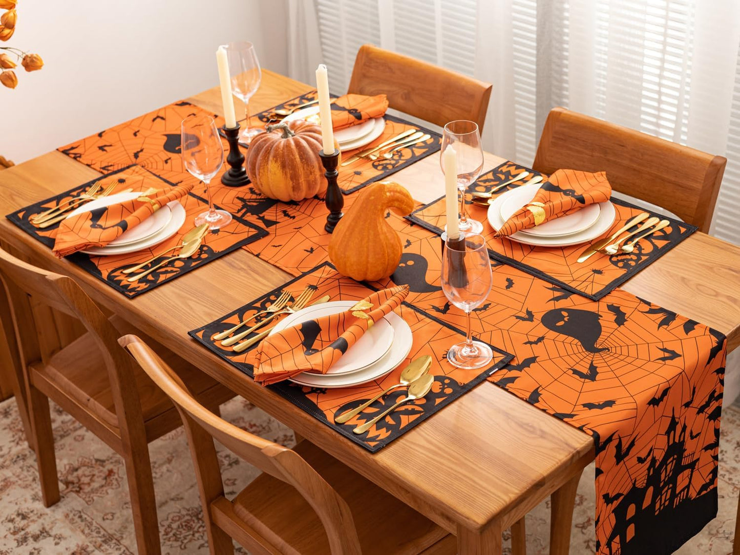 YiHomer Halloween Silhouettes Tabletop for Halloween Decorations, Dinner Parties and Scary Movie Nights, Horror Night, Napkin Set, 20 x 20