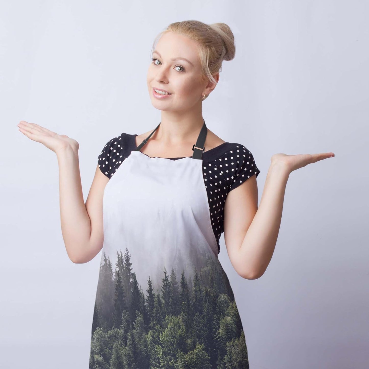 Garden Apron for Men Forested Mountain Slope in Low Lying Cloud Kitchen Aprons for Women for Kitchen Cooking Restaurant BBQ Painting Crafting Gardening 27” (W) x 31” (H), Waterproof Aprons