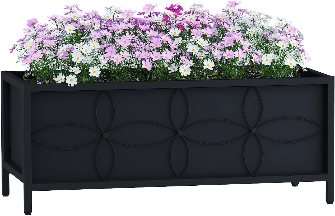 Zhongma Sturdy Raised Garden Bed with Inner Fabric Liners for Vegetables Flower, Planter Box for Backyard Patio Balcony. Inner Size: 33.85x14.17x11 inch