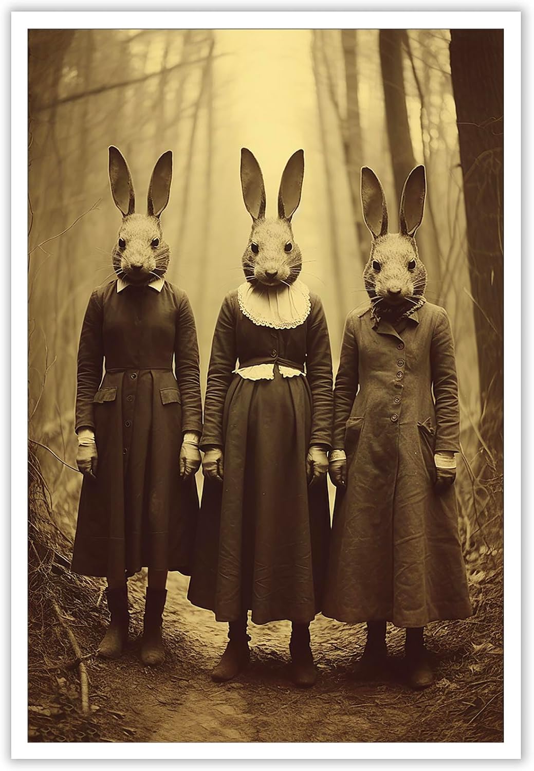 Vintage Halloween Wall Decor Rabbit Cult of the Occult Forest Canvas Wall Art Poster Gothic Dark Academia Decorations Room Creepy Print Spooky Pictures 16X24inch Unframed