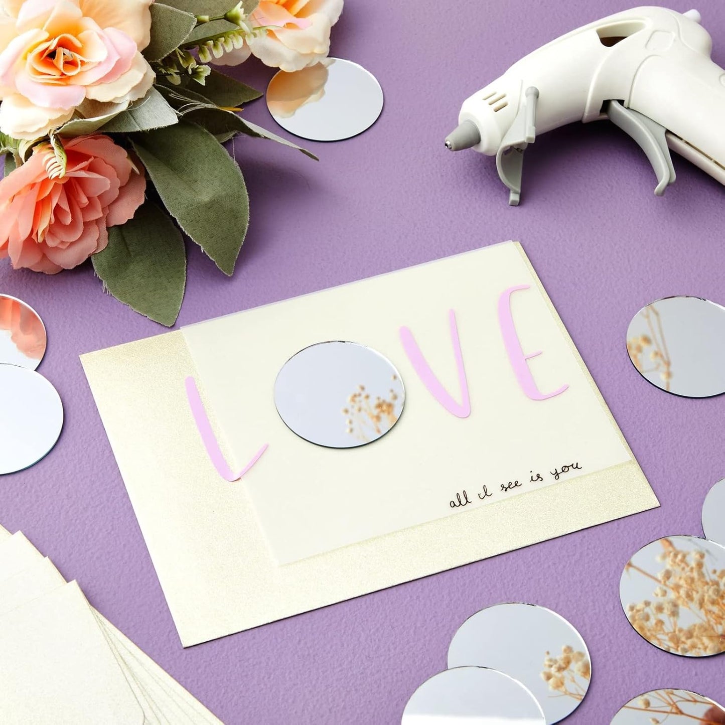 Juvale Craft Mirrors Bulk Mini Glass Tiles - 60-Pack 2-Inch Round Tiles - DIY Mosaic Crafts - Tiny Mirrors for Table Centerpieces & Wall Decor