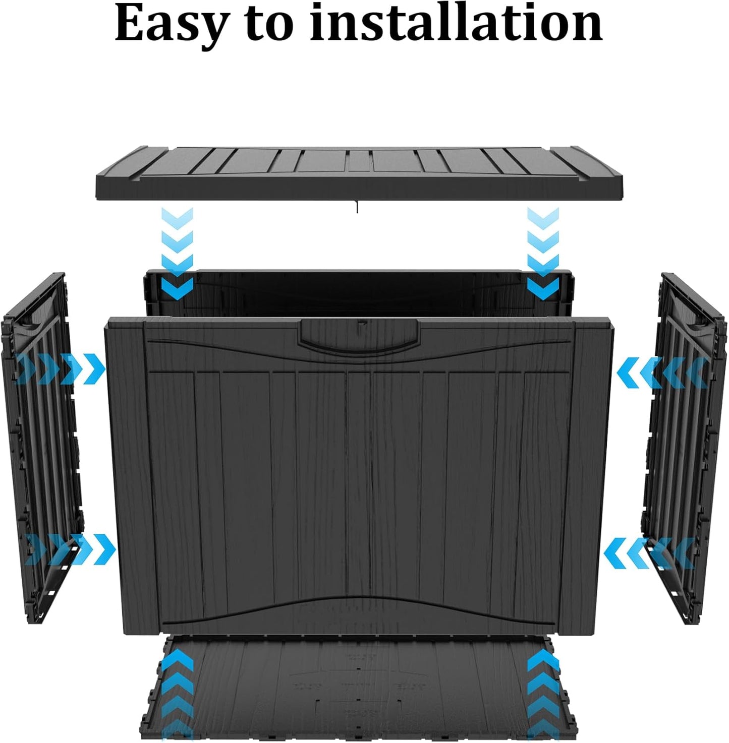 50 Gallon Outdoor Storage Box Waterproof Lockable Resin Deck Box Large, Patio Storage Bin for Pool Accessories Cushion Furniture, Garden Tools, UV-Resistant Outside Delivery Black