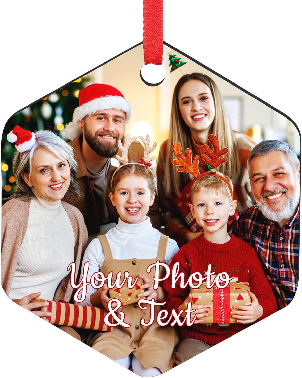 Personalized Christmas Ornaments 2025 Wood Custom Picture Text Hanging Ornament Customized Christmas Tree Decorations Keepsake Gift for Family Couples Xmas Tree Home Decor