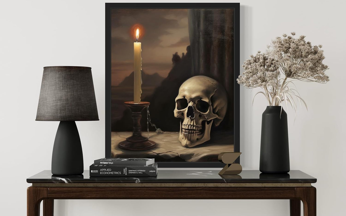 Skull and Candle Poster Art Print, Halloween Scary Vintage Wall Art Academia Spooky Painting Decoration for Horror Prints, Gothic Posters Bedroom Decor 89 (Skull and Candle, 11 x 14 inches, Unframed)