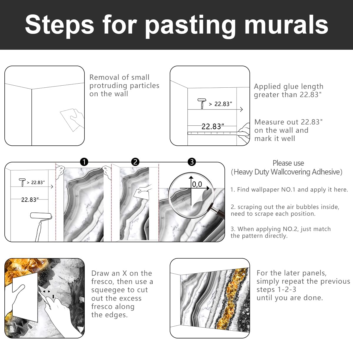 -Black and Gold Marbled Fabric Wallpaper Living Room Abstract Art Bedroom Bathroom Wall Mural- 91"x65"（ not Peel and Stick）