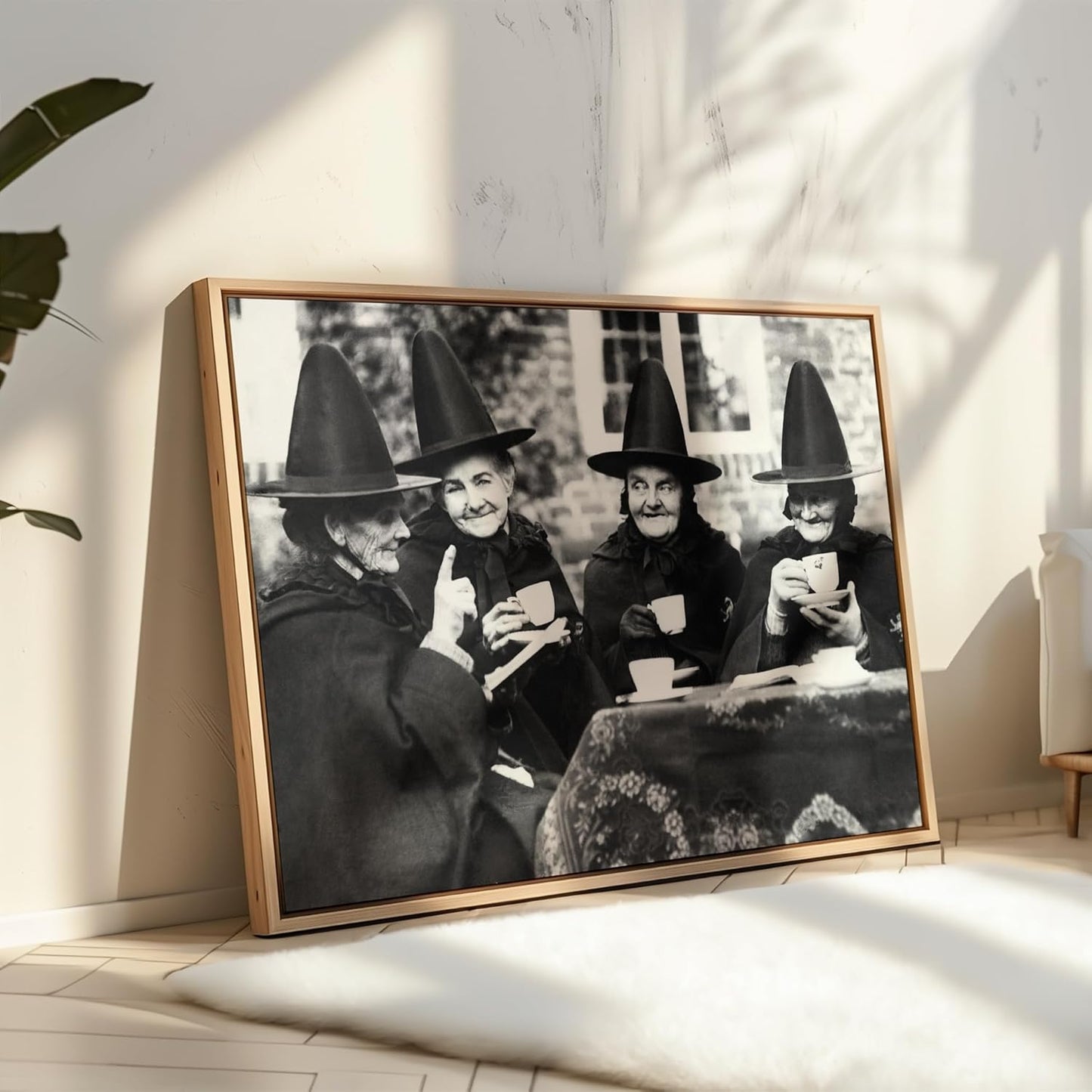 Poster Master Classic Photograph Poster - Vintage Halloween Print - Gift for Artist, Friend - Witches Tea Party, Old Women Smiling, Wearing Robes - Wall Decor for Living Room, 18x24 Unframed Wall Art